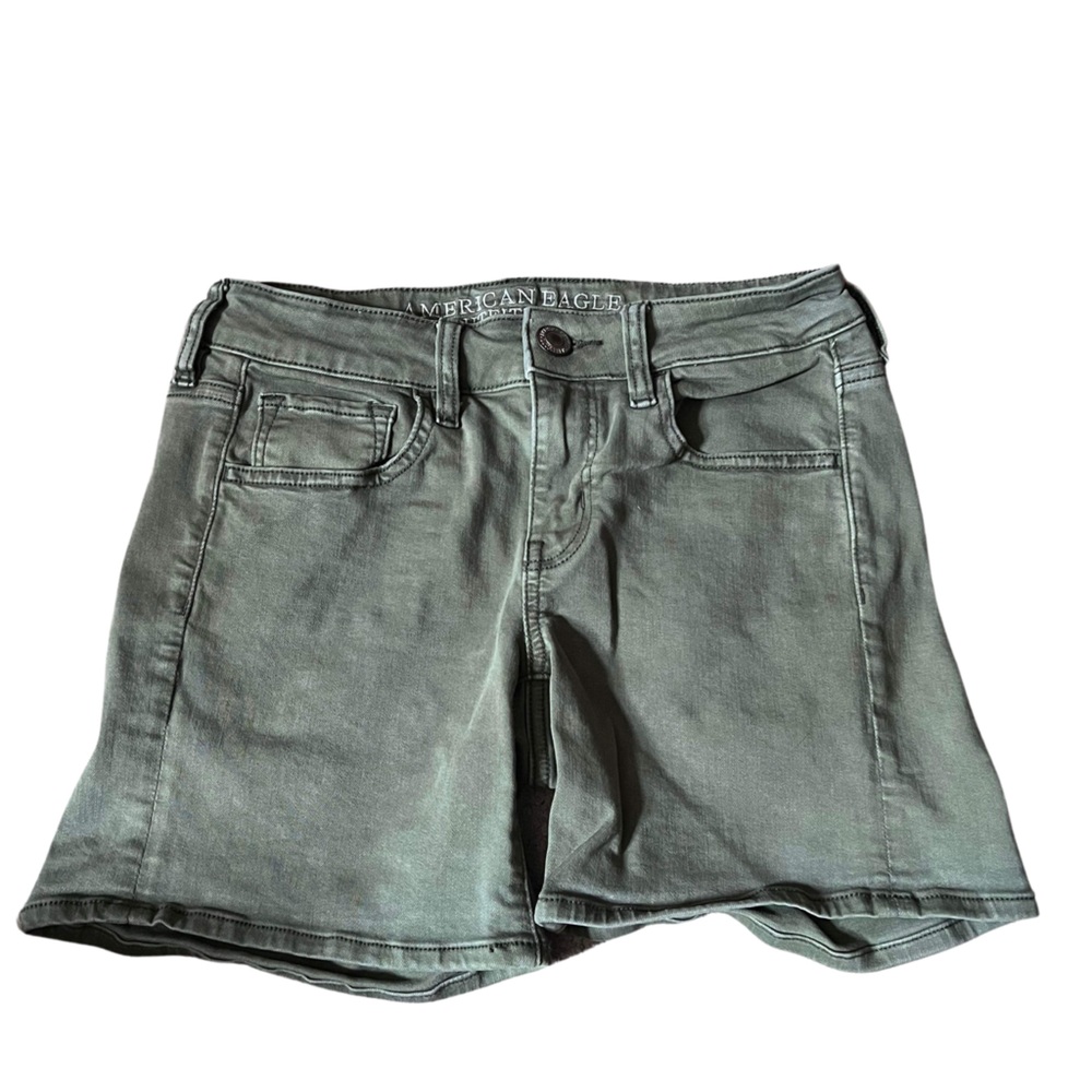 Green American eagle midi jean shorts